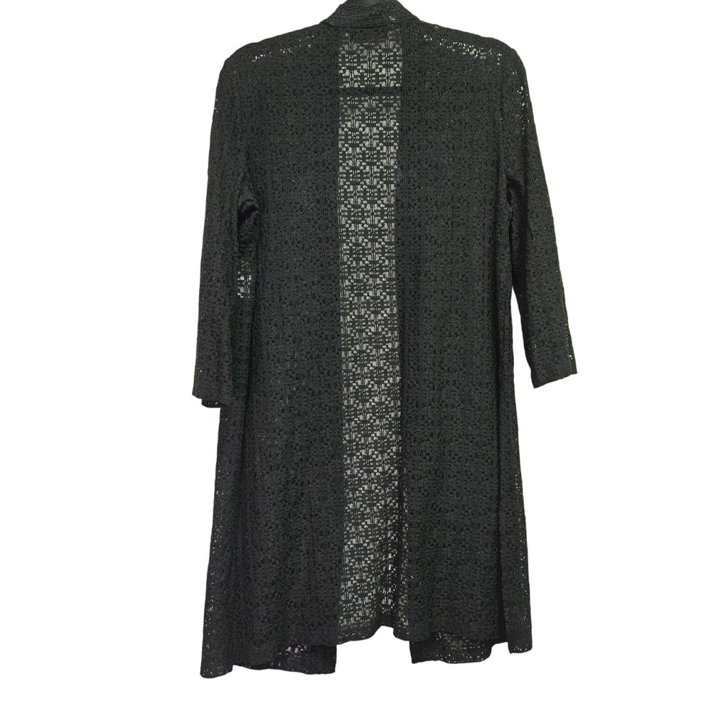 Lace Duster Cardigan Witchy Whimsigoth Open Front Small Black 3/4 Sleeve Long - Picture 2 of 9